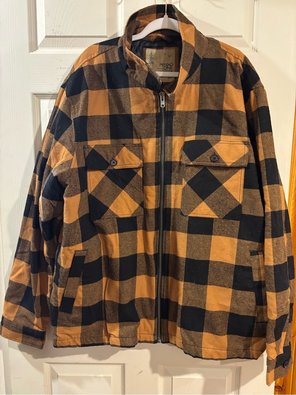 Men's Black & Brown Buffalo Plaid Zip insulated Jacket